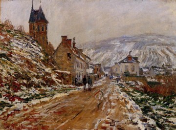  winter Oil Painting - The Road in Vetheuil in Winter Claude Monet